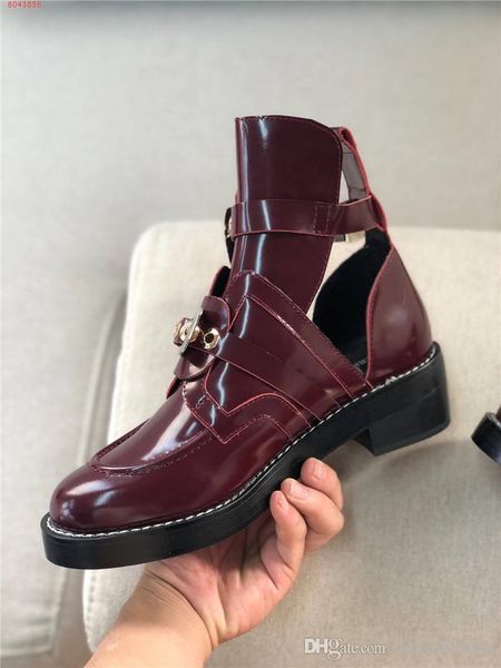 

ladies fashionable leather cool boots,unique hollow ankle boots, ladies black white red leather shoes with low heels with box 34-41