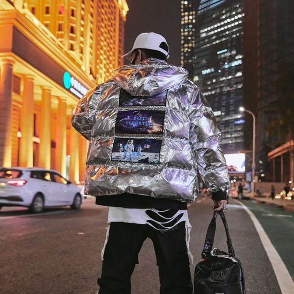 

uyuk2020 is the main push of fashion street style bright face hooded thickened men's cotton clothes puffer jacket homme, Black