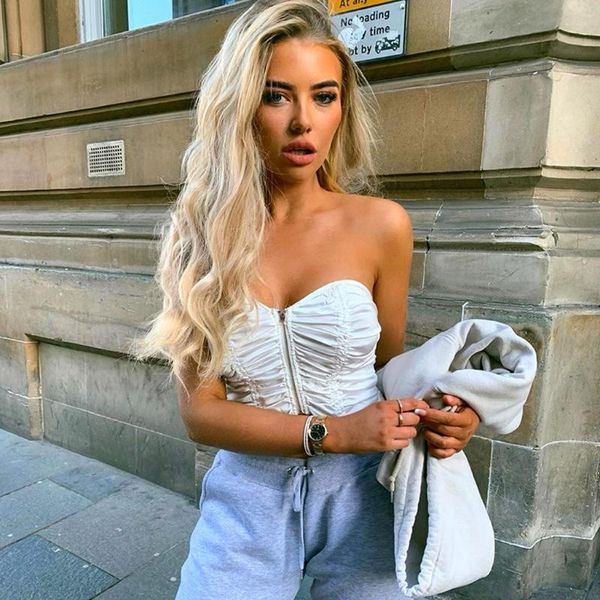 

лето v образным вырезом топы для женщин без бретелек эластичный boob бандо топы женское белье груди обернуть камзол растениеводство топ женс, White