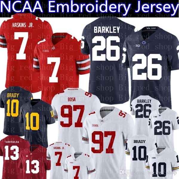 

Ohio State Buckeyes 7 Haskins Jr Penn State Nittany Lions 26 Barkley Alabama Crimson Tide 13 Tagovailoa Michigan Wolverines NCAA Jerseys