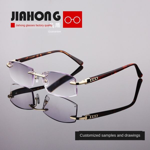 

trimmed frameless men's presbyopic glasses gradient gray presbyopic glasses, Silver