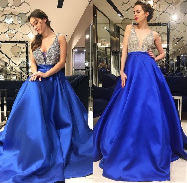 

2019 New Long Royal Blue Evening Dresses Bling Bling Sparkly Sequined Prom Dress Shining Party Gowns vestidos de fiesta
