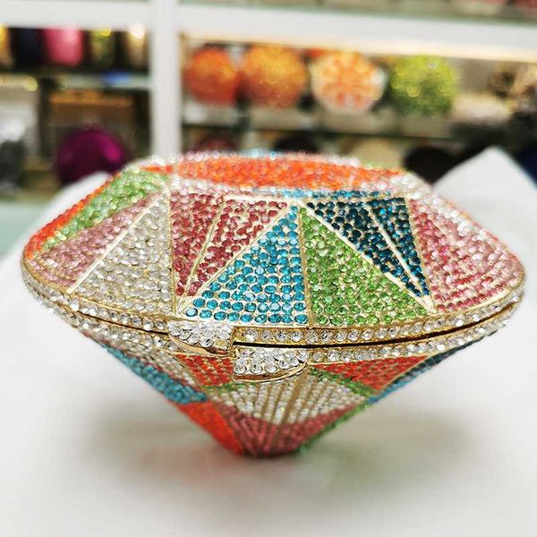 

2020 новое прибытие синий / зеленый / белый кристаллический конус сцепления форма вечерние клатчи сумки алмазный lady мини пром кошелек