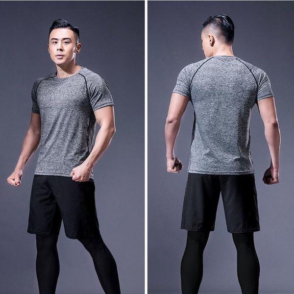

4pcs/set fashionable tight men sportswear basketball football training running fitness quickly dry clothes pants kit, Black;blue