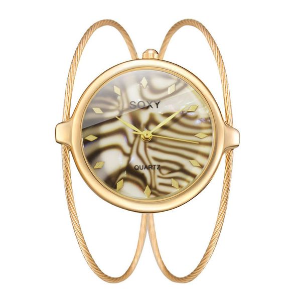 

женская мода стальной проволоки круглого кварцевые браслет наручные часы женская коллекция топ дизайнерская 2019 new релох #d, Slivery;brown