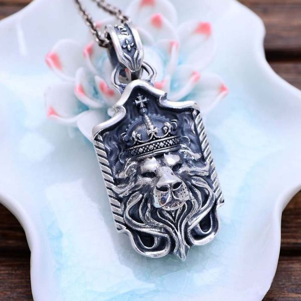 Whole Vintage Western Style Fashion Jewelry Black 925 Sterling Silver Embossed Lion Head Pendant Necklace For Men Jewellery Diamond - Lion Head Sterling Silver Pendant Whole Vintage Western Style Fashion Jewelry Black 925 Sterling Silver Embossed Lion Head Pendant Necklace For Men Jewellery Diamond - Lion Head Sterling Silver Pendant