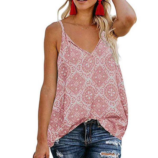 

z 2019 summer ladies fashion printed sling t-shirt v-neck casual style comfortable breathable haut femme, White