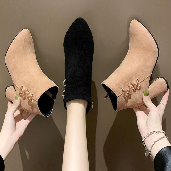 

boots women new 2019 women's rubber shoes rain luxury designer winter footwear booties ladies lace up round toe low heels, Black