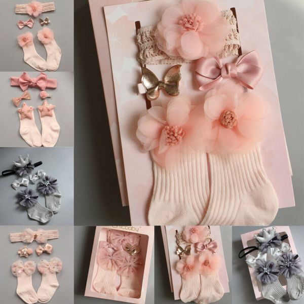 

girls sock+headband newborn baby girls kids princess bowknot sock lace ruffle frilly ankle socks baby girl accessories, Pink;yellow