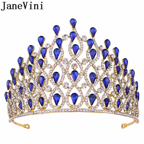

janevini handmade bridal tiaras and crowns hair jewelry crystal headband silver rhinestone royal blue green red headpiece, Golden;white