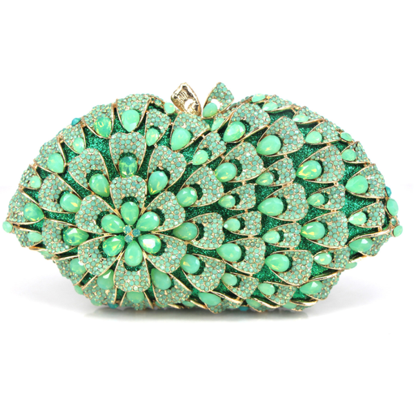 

xiyuan women green flower crystal gift box bags clutch evening bag handbags diamond wedding bridal purse bolso mujer