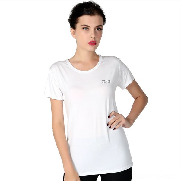 

women's new summer bamboo fiber elastic plus fat plus size loose casual t-shirt thin round collar short sleeve t-shirt top, White
