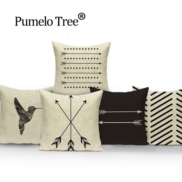 

arrow wave cushions decorative pillows black white dropshipping cushion cover linen pillowcase home decor custom pillow cover