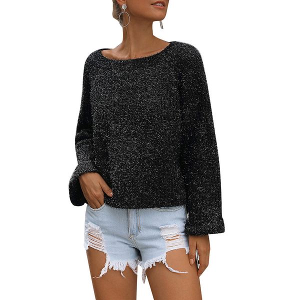 

new 2019 autumn winter women's sweaters minimalist fashionable korean style knitting casual solid, White;black