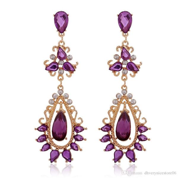 

dangle earrings jewelry sales of european and american big brand fashion luxury exaggerated crystal drop gem earrings, Silver