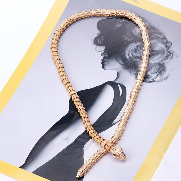 

18k gold women necklace fine personality snake bone copper chain necklace selling jewelry for dinner party