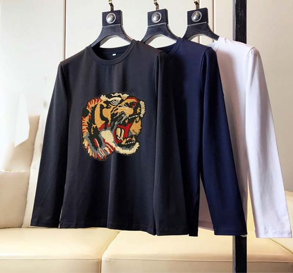 

mens t shirts fashion 2019 men long sleeve t shirt men casual 100% cotton tshirt a75, White;black