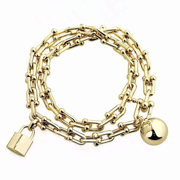 

2020 fashion bracelet designer jewelry stainless steel jewelry lock bracelet women bracelet coarse chain love bangle, Black