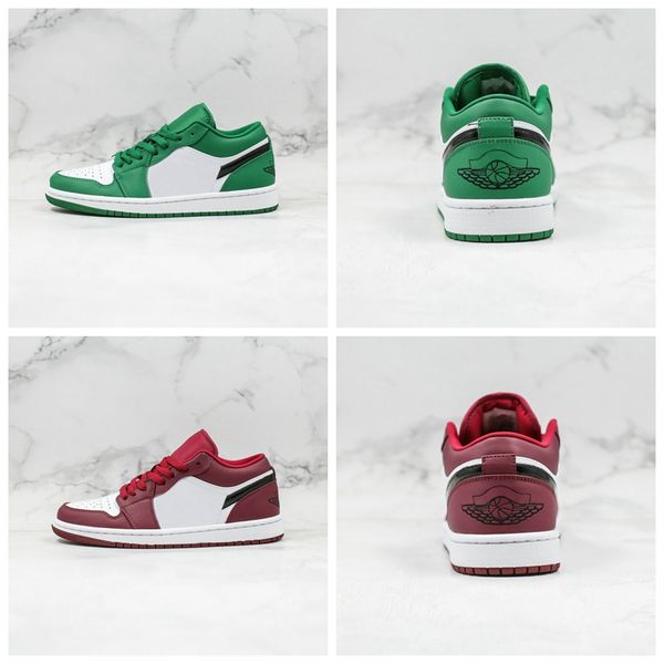 

2020 new 1 low noble red basketball shoes pine green 1s men shoes designer trainers des chaussures size 36-46 553558-301