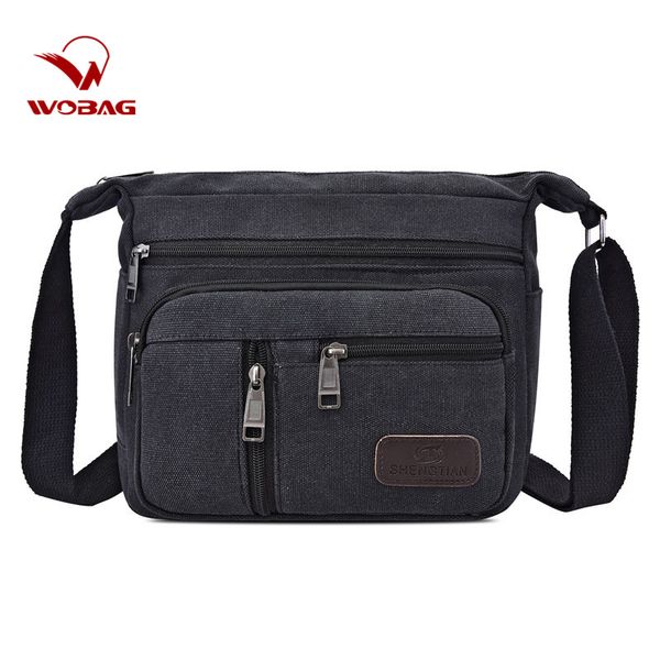 

men canvas messenger bag large-capacity pure color zipper decorative simple shoulder bag