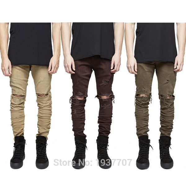 

men's jeans 30-36 mens designer clothes green olive pants stretch khaki moto rock denim distressed skinny ripped for men, Blue