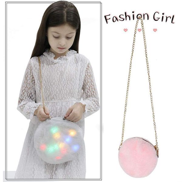 

led fur crossbody handbag light up plush shoulder messenger bag cellphone purse wallet bag crossbody chain strap