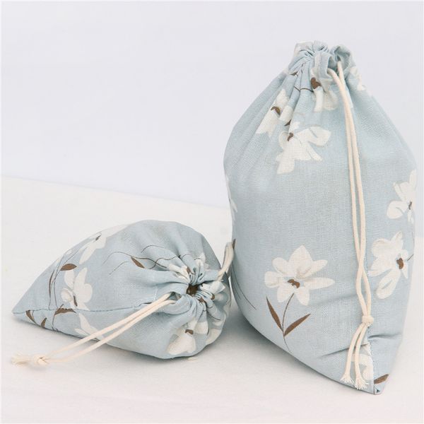 

daffodil printed cotton linen storage wholesale drawstring drawstring gift candy bags