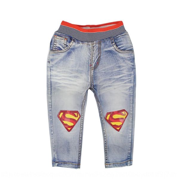 

autumn boy superman denim pants casual all-match children's soft casual pants, Blue