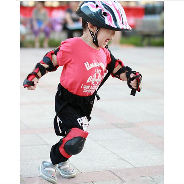 

new 6pcs/set kids bicycle cycling knee elbow pads roller skating skateboard wrist protective cover guard pad gear for scooter, Black;gray