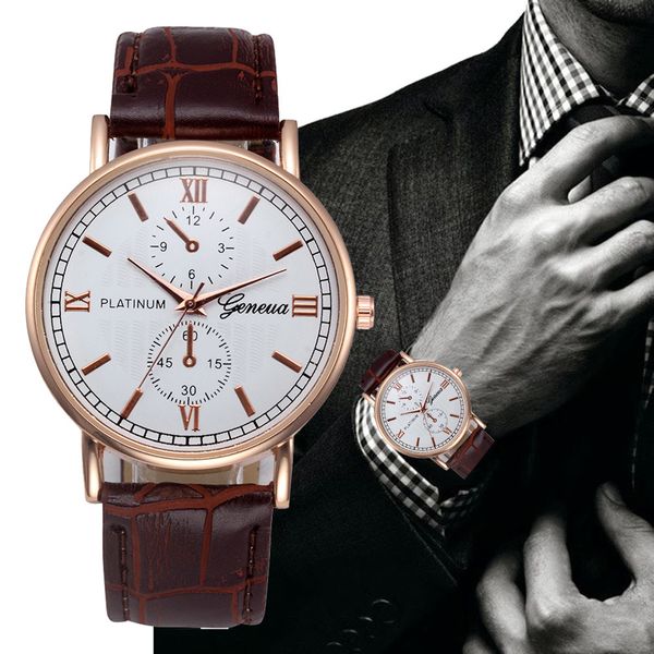 

2019 men watch luxury quartz stainless steel case leather belt watches casual unique designer wristwatches relogio masculino, Slivery;brown
