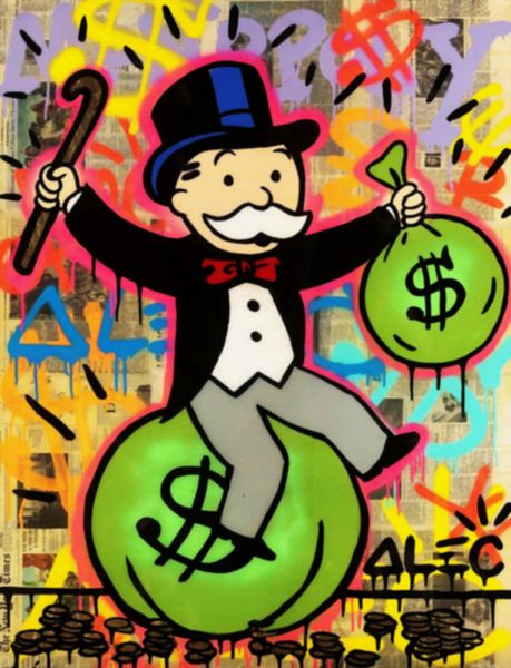 

alec monopoly banksy oil painting on canvas urban art wall decor money bag wall art home decor handpainted &hd print picture 190919