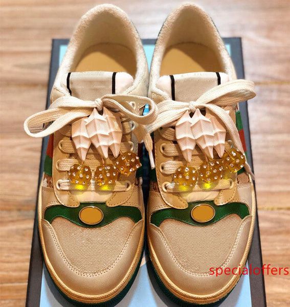 

fashion casual print luxury designer shoes with box womens platform sneaker with crystals cherries strawberry ace sneaker ll53, Black