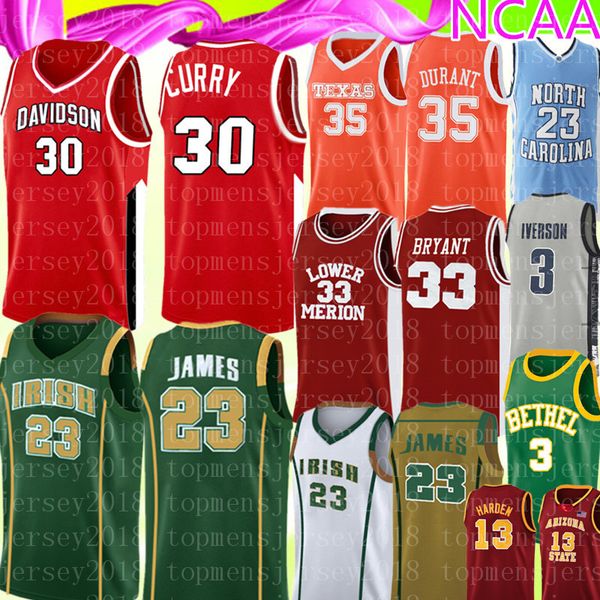 

NCAA Stephen 30 Curry Mens 35 Kevin Durant Jersey high school 23 LeBron James Embroidery Logos Basketball Jerseys 2019-2020