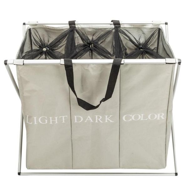 

1pc portable 3 lattice laundry basket storage bin holder home organization