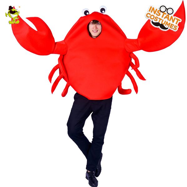 

2018 men's red crab mascot costume cosplay carnival party red jumpsuit for men role play crab costumes, Black;red
