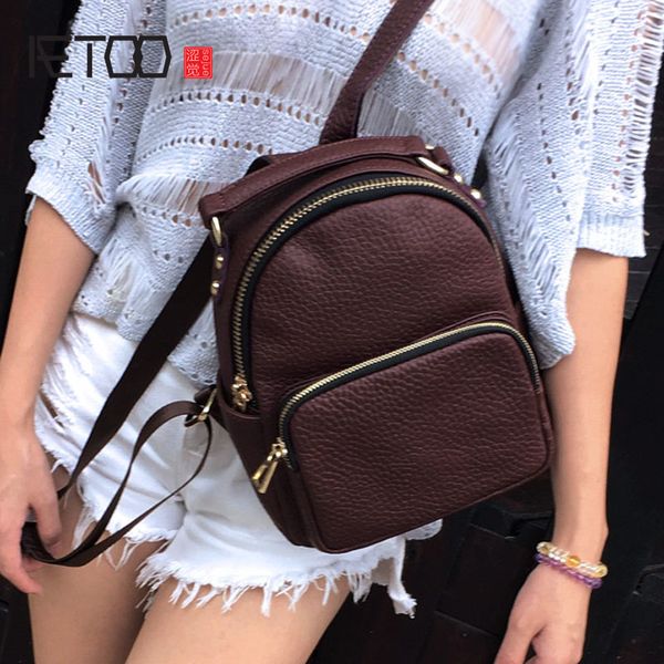 

aetoo кожаная мини сумка женская трендовая сумка head layer cowboy wild leisure travel небольшой рюкзак t200323