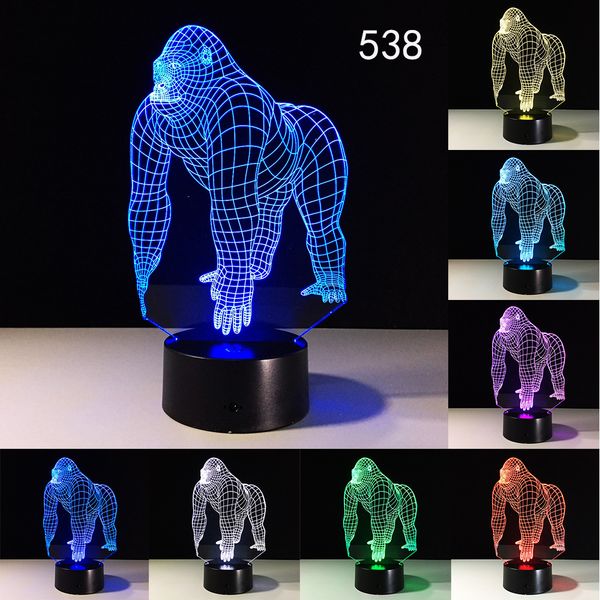 

christmas transparent 3d visual lamp gorilla small night light colorful remote control touch lamps creative product gift led lights