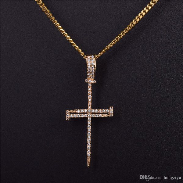 

Горячие Продажи Мужчины / Женщины Хип-Хоп Ювелирные Изделия Циркон Ногтей Крест О