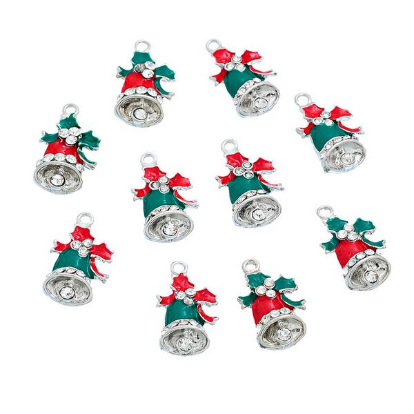 

20pcs christmas bells pendants charm red green enamel pedants accessories women men jewelry fit christmas decorations 2019