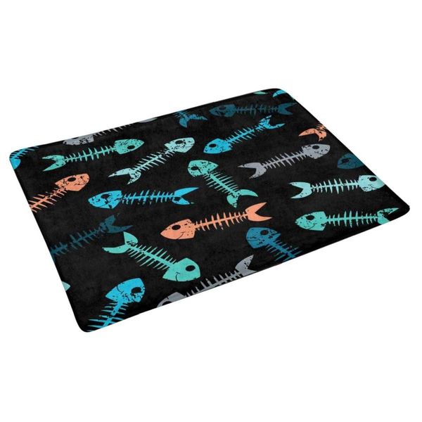 

multi-colored with skeletons of small fish indoor doormat non slip front entrance door mat rug