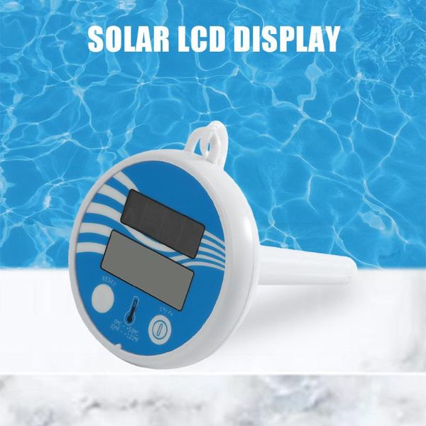 

solar powered digital lcd thermometer swim pond tub waterproof backlit floating wireless pool temperature transmitter meter 5w3