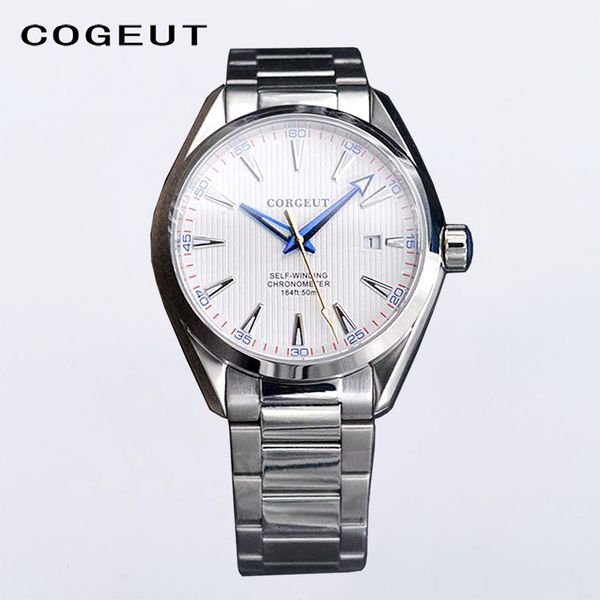 

2019 mens watch brand luxury watches male luminous calendar stainless steel automatic mechanical wristwatch corgeut 41mm, Slivery;brown
