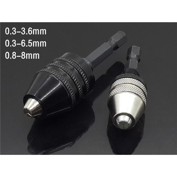 

1pc 1/4'' keyless hex shank 0.3-3.6/6.5/0.8mm quick chuck plug change adapter drill handle converter drill bit woodworking tool