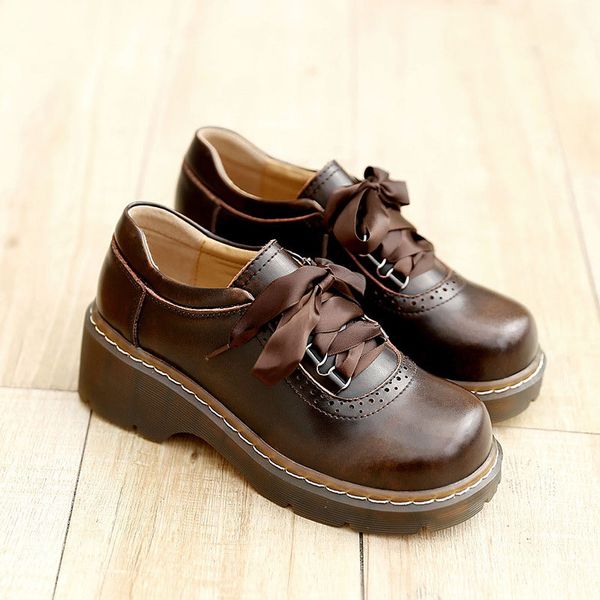 

qpfjqd women ribbon lace up oxford shoes genuine split leather brogues 2019 new arrival retro ladies flats zapatos de mujer, Black