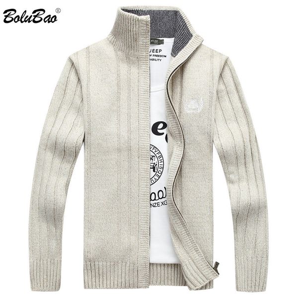 

men's sweaters bolubao brand men cardigan sweater autumn winter fashion stand collar solid color casual sweatercoat male, White;black