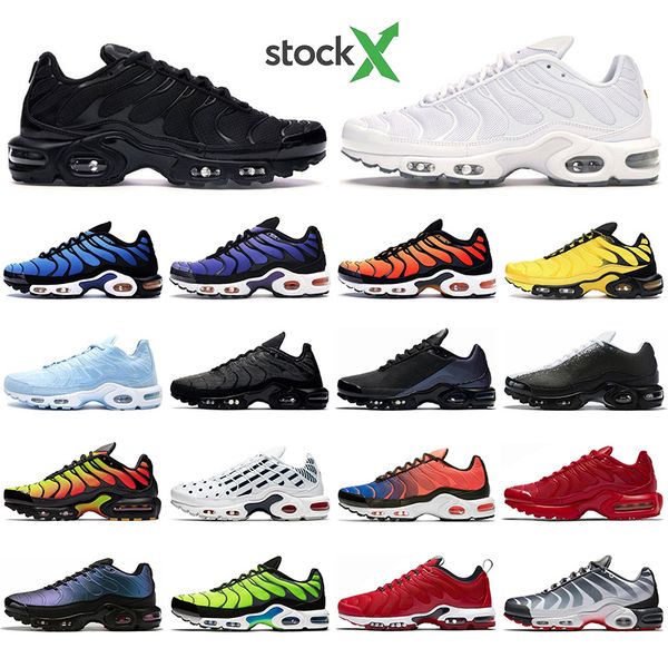 

with socks tn plus men women running shoes triple black white throwback future university red spray paint pime mens trainer sports sneaker
