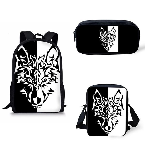 

backpack school bags for boys girls black white darkness wolf mask gear skulls schoolbags teenagers printing bagpack satchel