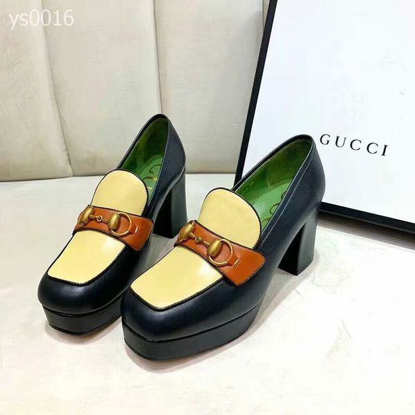 

2019 classic small leather shoes women's british style small square head with women's metal buckle spring and autumn wild single s, Black