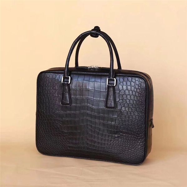 

business style authentic real crocodile belly skin men working briefcase genuine alligator leather male large handle handbag