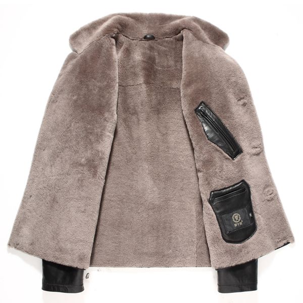

winter men's genuine leather jackets brand clothing black sheepskin jacket and coats with wool collar 2019 new arrival 4xl